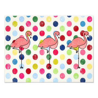 Cute Funky Flamingos Colorful Polka Dots Photo Print