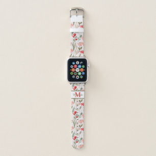 Cute funky floral monogram personalized name apple watch band