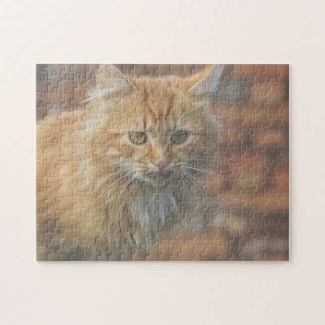 Cute Funky Ginger Cat Kitten Face Jigsaw Puzzle (Horizontal)