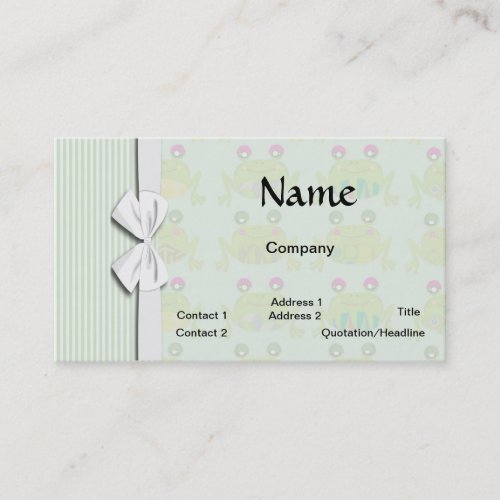 cute funky happy frogs and stripes business card