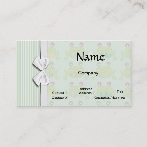 Customizable cute funky happy frogs and stripes business card