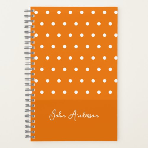 Cute Funky Orange Polka Dots Custom Script Notebook