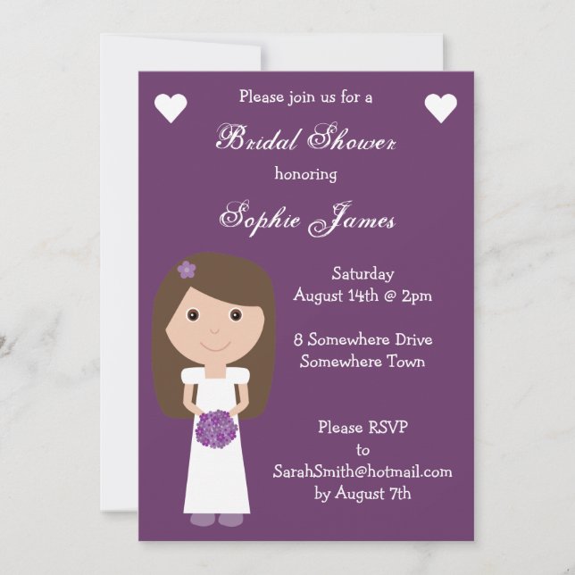 Cute & Funky purple Bridal Shower invitations (Front)
