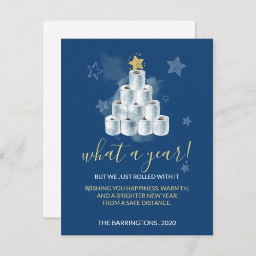 Cute Funny 2020 Year Watercolor Toilet Paper Tree Holiday Card