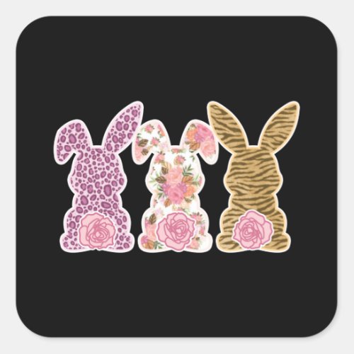 Cute  Funny 3 Little Easter Bunnies _ Easter Gift Square Sticker