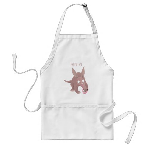 Cute funny aardvark cartoon adult apron