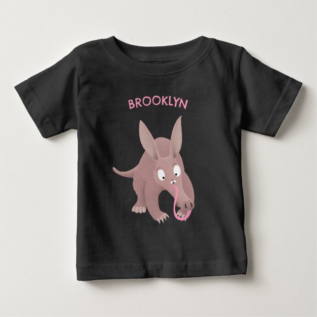 Cute funny aardvark cartoon baby T-Shirt (Front)