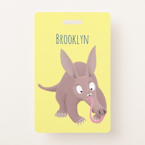 Cute funny aardvark cartoon badge