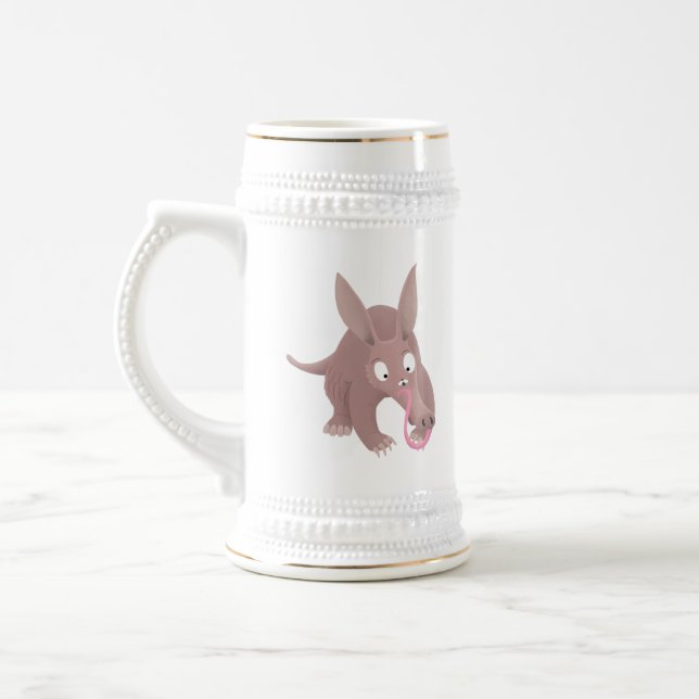 Cute funny aardvark cartoon beer stein (Left)