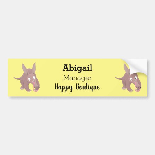 Cute funny aardvark cartoon  bumper sticker