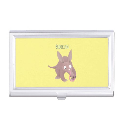 Cute funny aardvark cartoon business card case