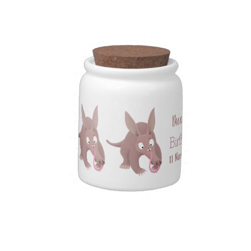 Cute funny aardvark cartoon candy jar