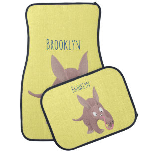 Cute funny aardvark cartoon car floor mat