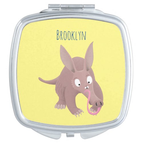 Cute funny aardvark cartoon  compact mirror