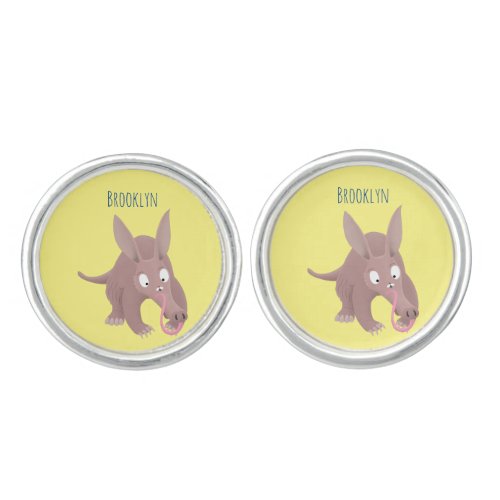 Cute funny aardvark cartoon cufflinks