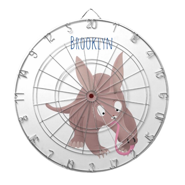 Cute funny aardvark cartoon dart board (Front)