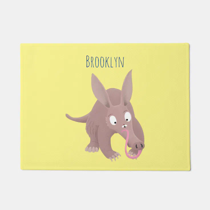 Cute funny aardvark cartoon doormat | Zazzle