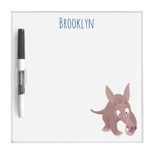 Cute funny aardvark cartoon dry erase board (Front)