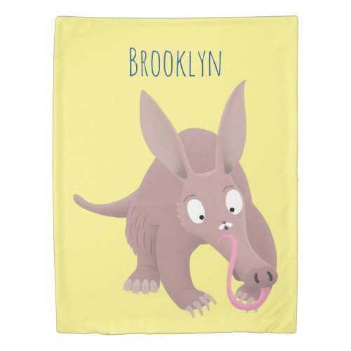 Cute funny aardvark cartoon duvet cover