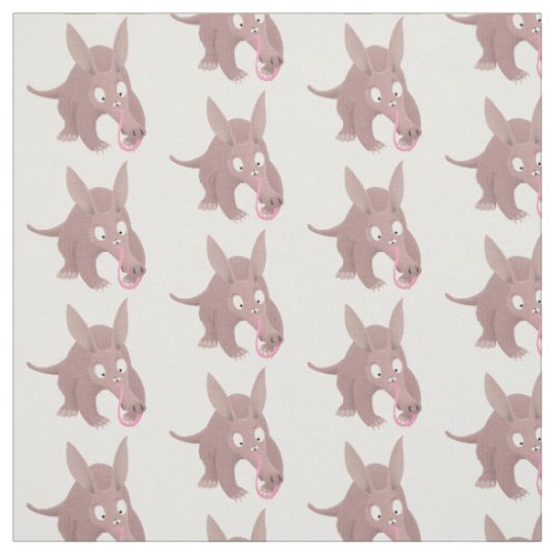 Cute funny aardvark cartoon fabric