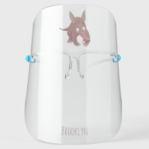 Cute funny aardvark cartoon face shield