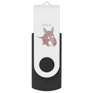 Cute funny aardvark cartoon flash drive