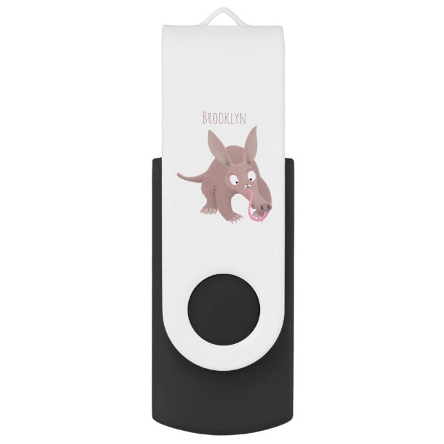 Cute funny aardvark cartoon flash drive (Front Vertical)