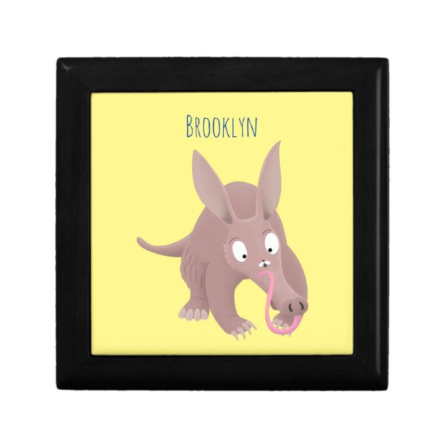 Cute funny aardvark cartoon gift box (Front)