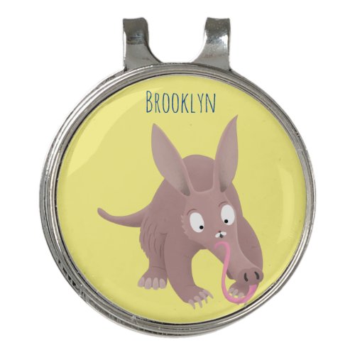 Cute funny aardvark cartoon golf hat clip