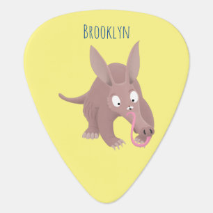 Cute funny aardvark cartoon guitar pick