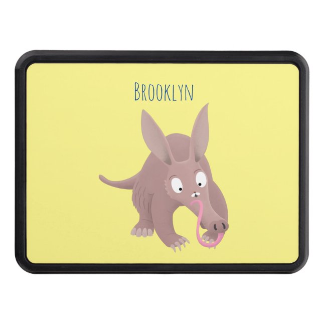 Cute funny aardvark cartoon hitch cover (Front)