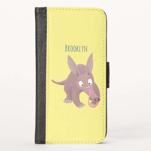 Cute funny aardvark cartoon iPhone x wallet case