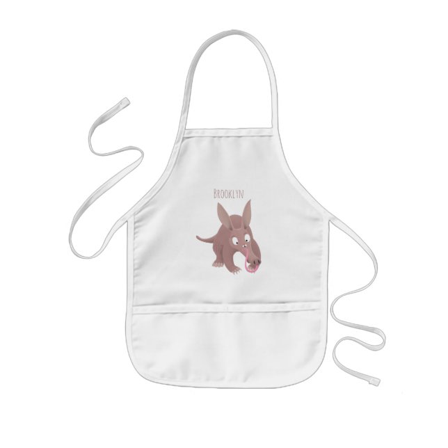 Cute funny aardvark cartoon kids' apron (Front)