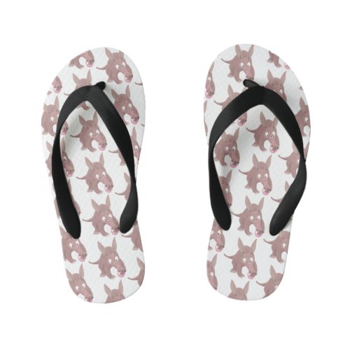 Cute funny aardvark cartoon kids flip flops