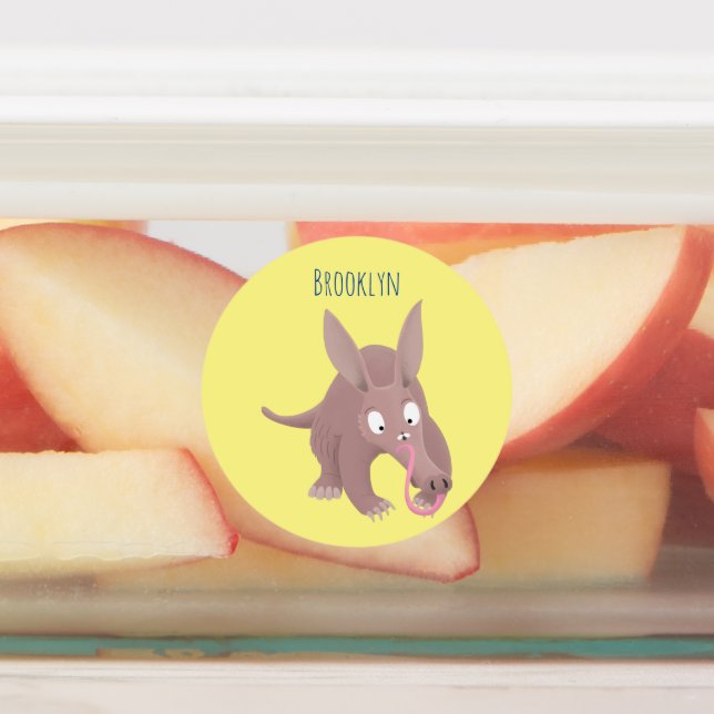 Cute funny aardvark cartoon labels (Affixed)