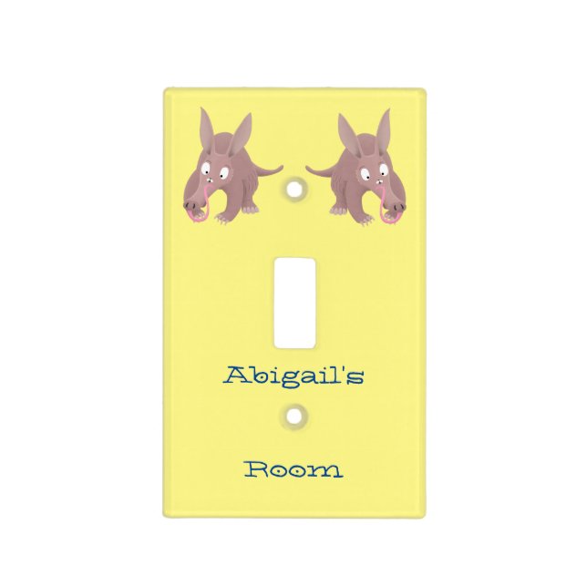 Cute funny aardvark cartoon light switch cover (Front)