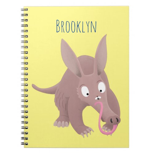 Cute funny aardvark cartoon notebook