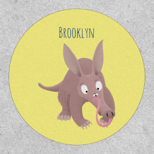 Cute funny aardvark cartoon patch