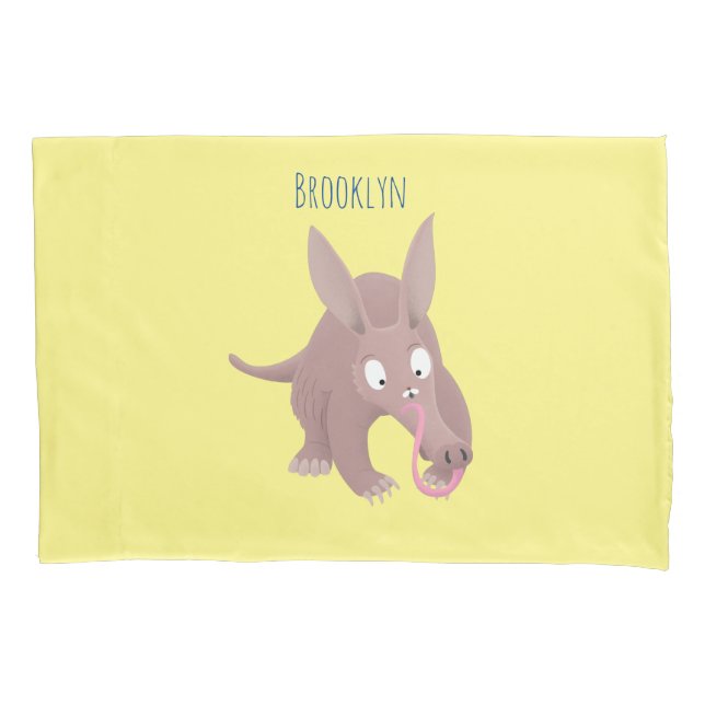Cute funny aardvark cartoon pillow case (Front)