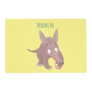 Cute funny aardvark cartoon placemat