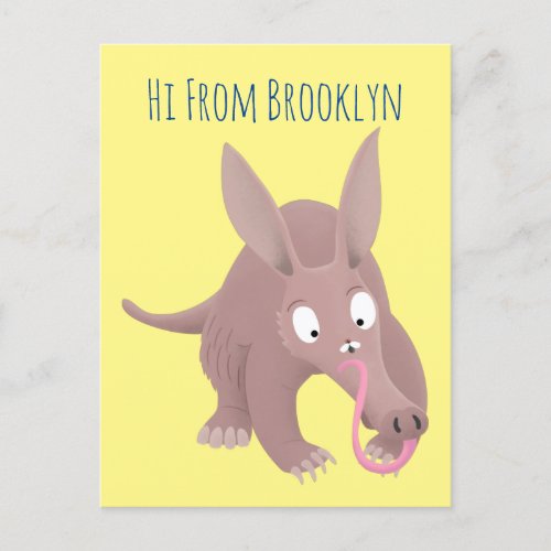 Cute funny aardvark cartoon postcard