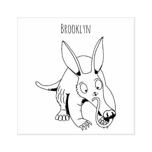 Cute funny aardvark cartoon rubber stamp