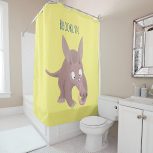 Cute funny aardvark cartoon shower curtain