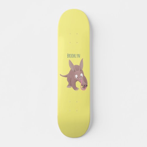 Cute funny aardvark cartoon skateboard