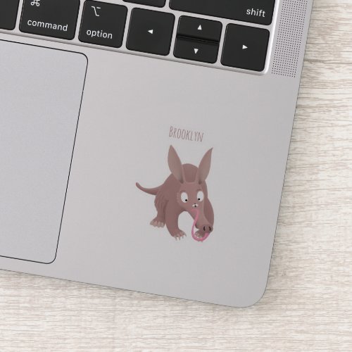 Cute funny aardvark cartoon sticker