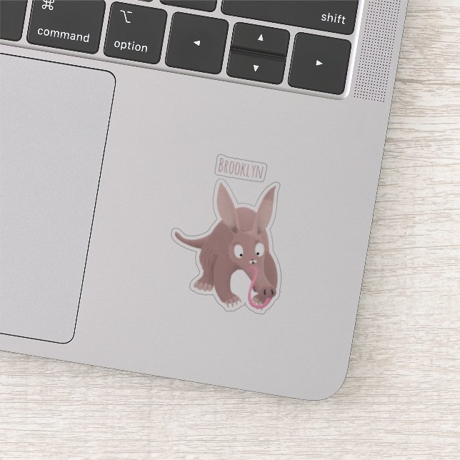 Cute funny aardvark cartoon sticker (Detail)