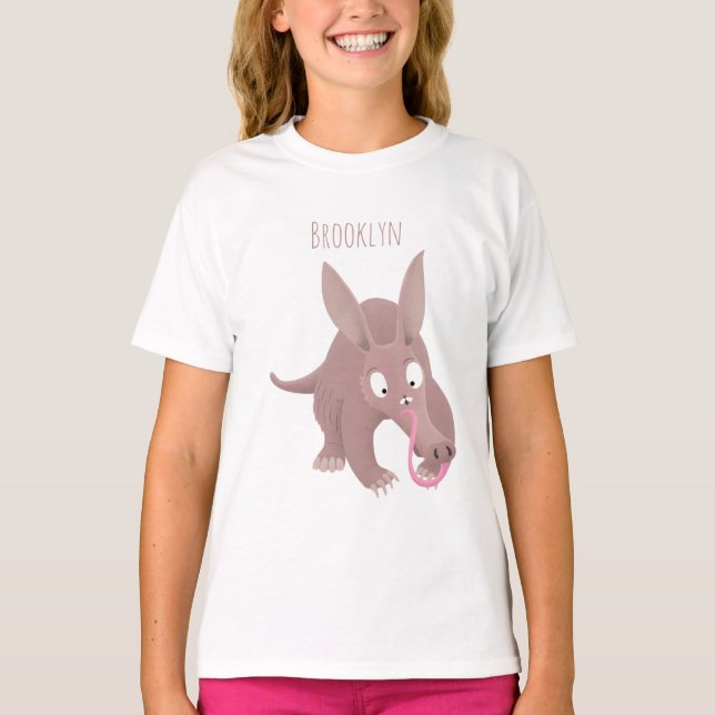 Cute funny aardvark cartoon T-Shirt (Front)