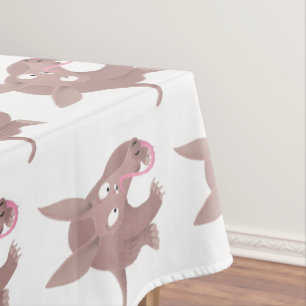 Cute funny aardvark cartoon tablecloth