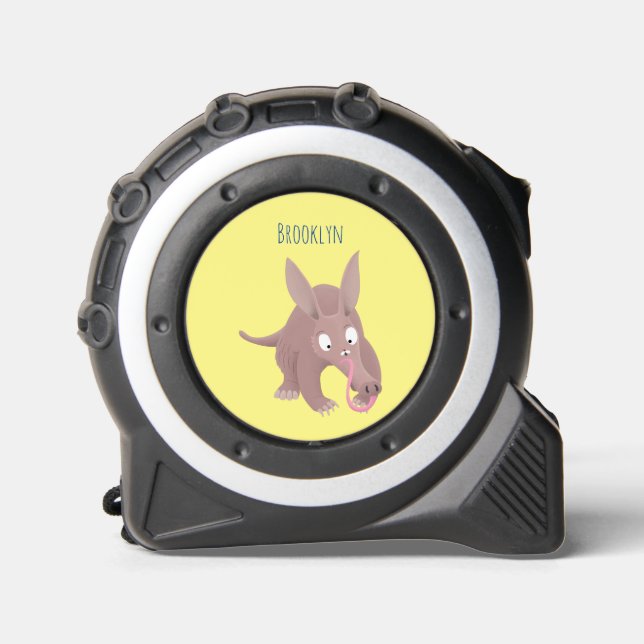 Cute funny aardvark cartoon  tape measure (Front)