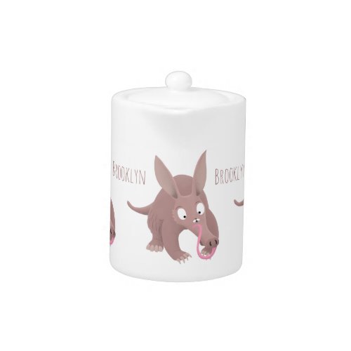 Cute funny aardvark cartoon teapot